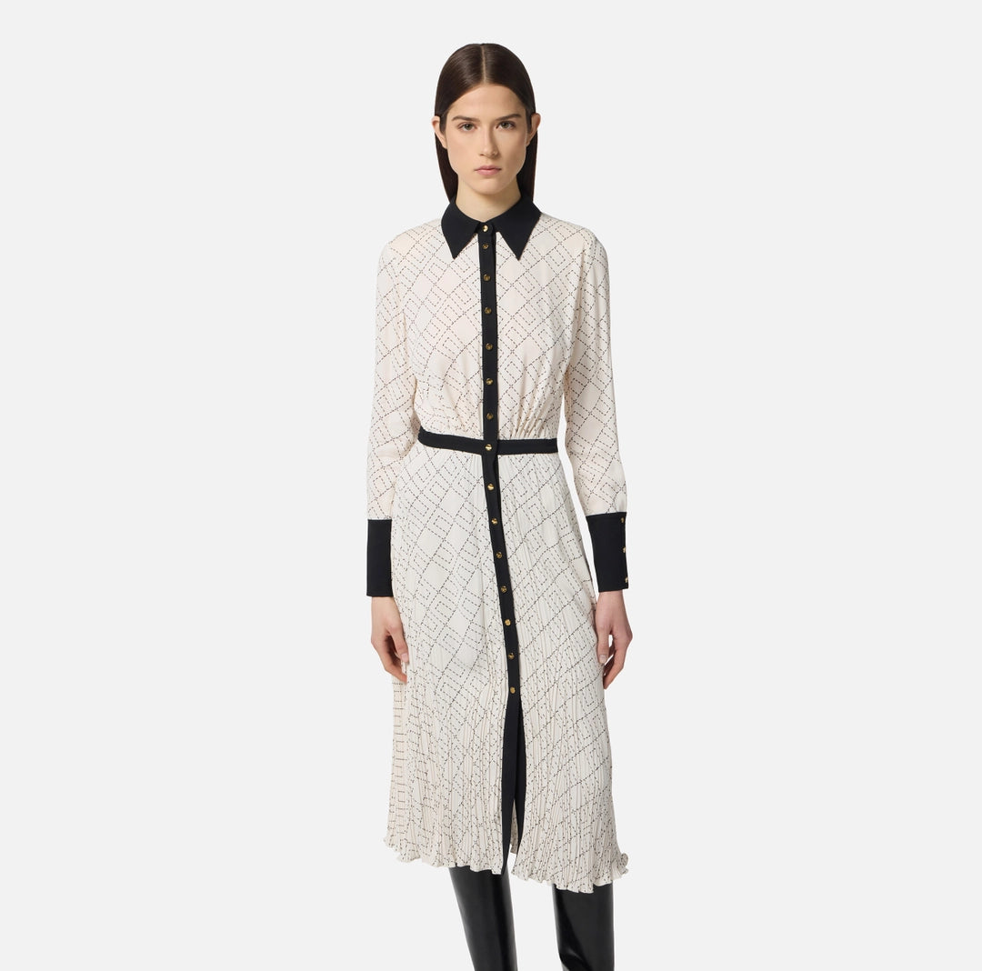 Two-colour dress in viscose georgette fabric