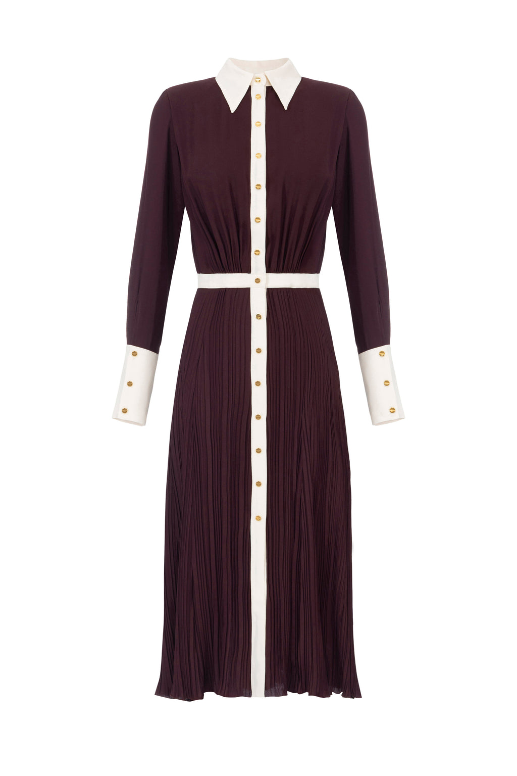 Colour-blocking dress in viscose georgette fabric