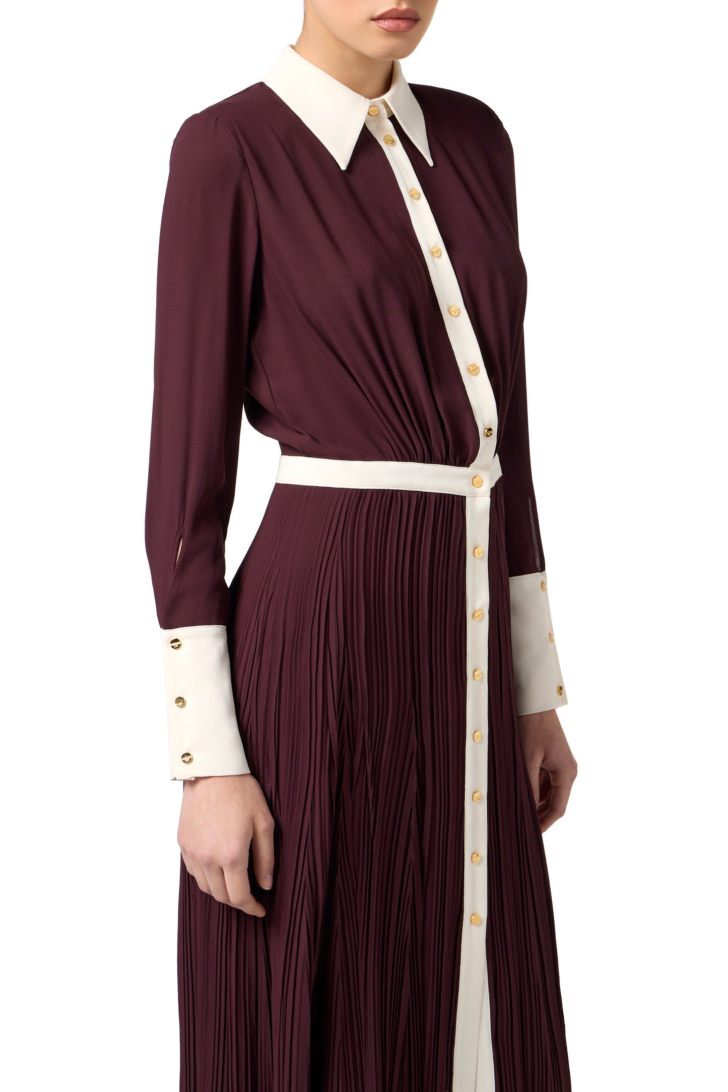 Colour-blocking dress in viscose georgette fabric