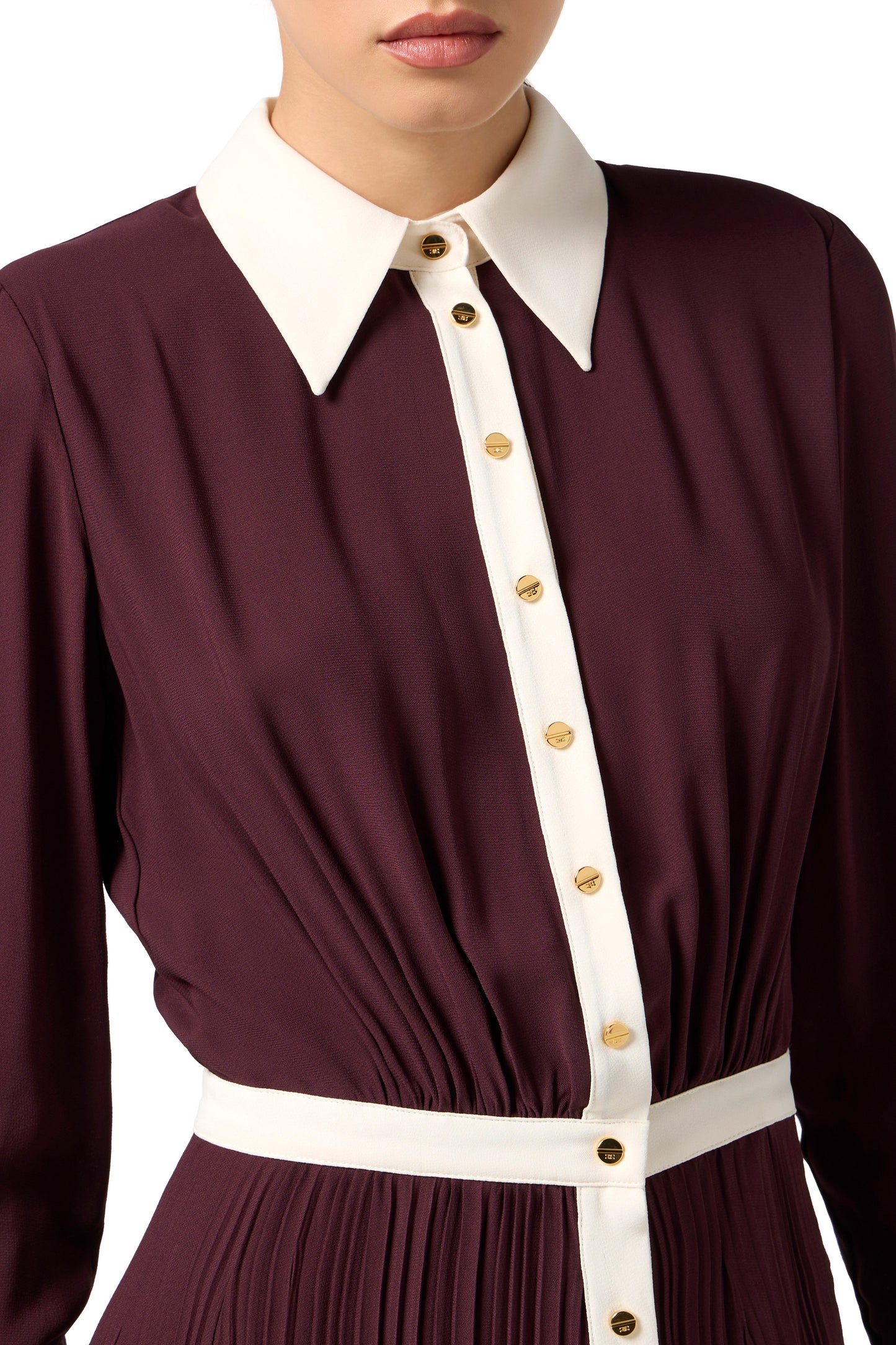 Colour-blocking dress in viscose georgette fabric