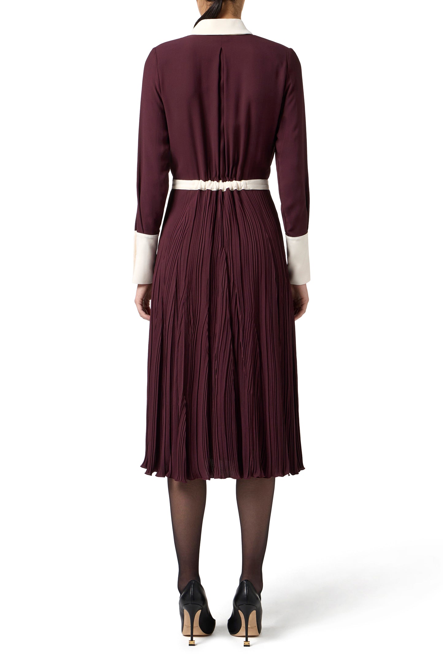 Colour-blocking dress in viscose georgette fabric