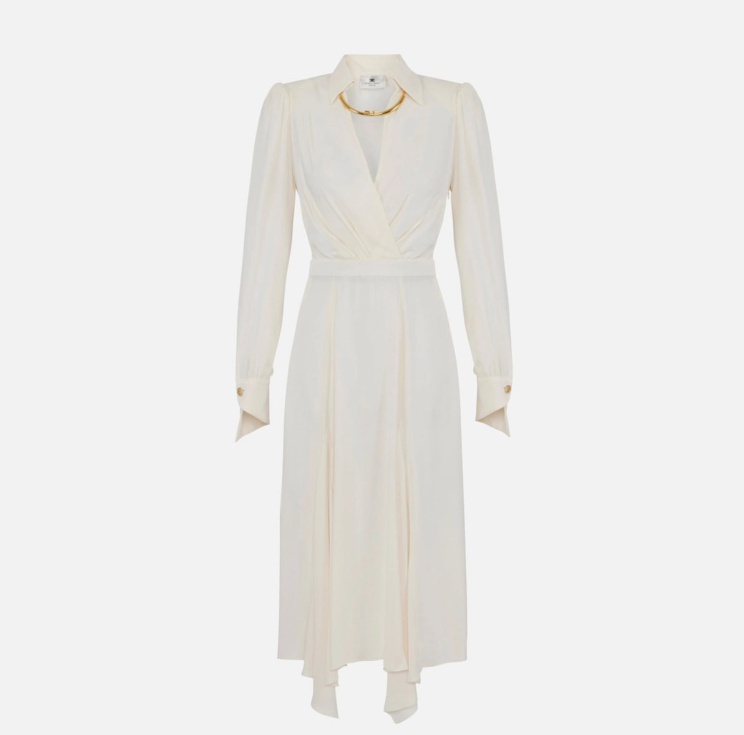 Dress in georgette fabric with tubular necklace