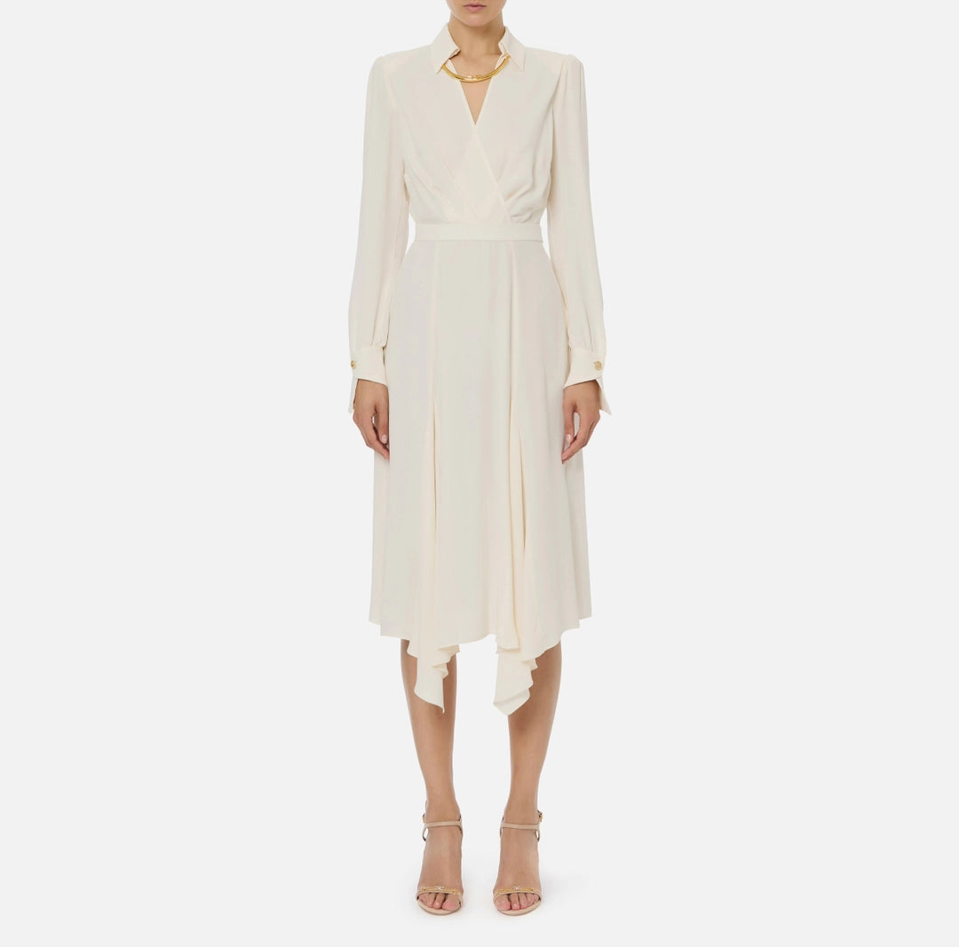 Dress in georgette fabric with tubular necklace