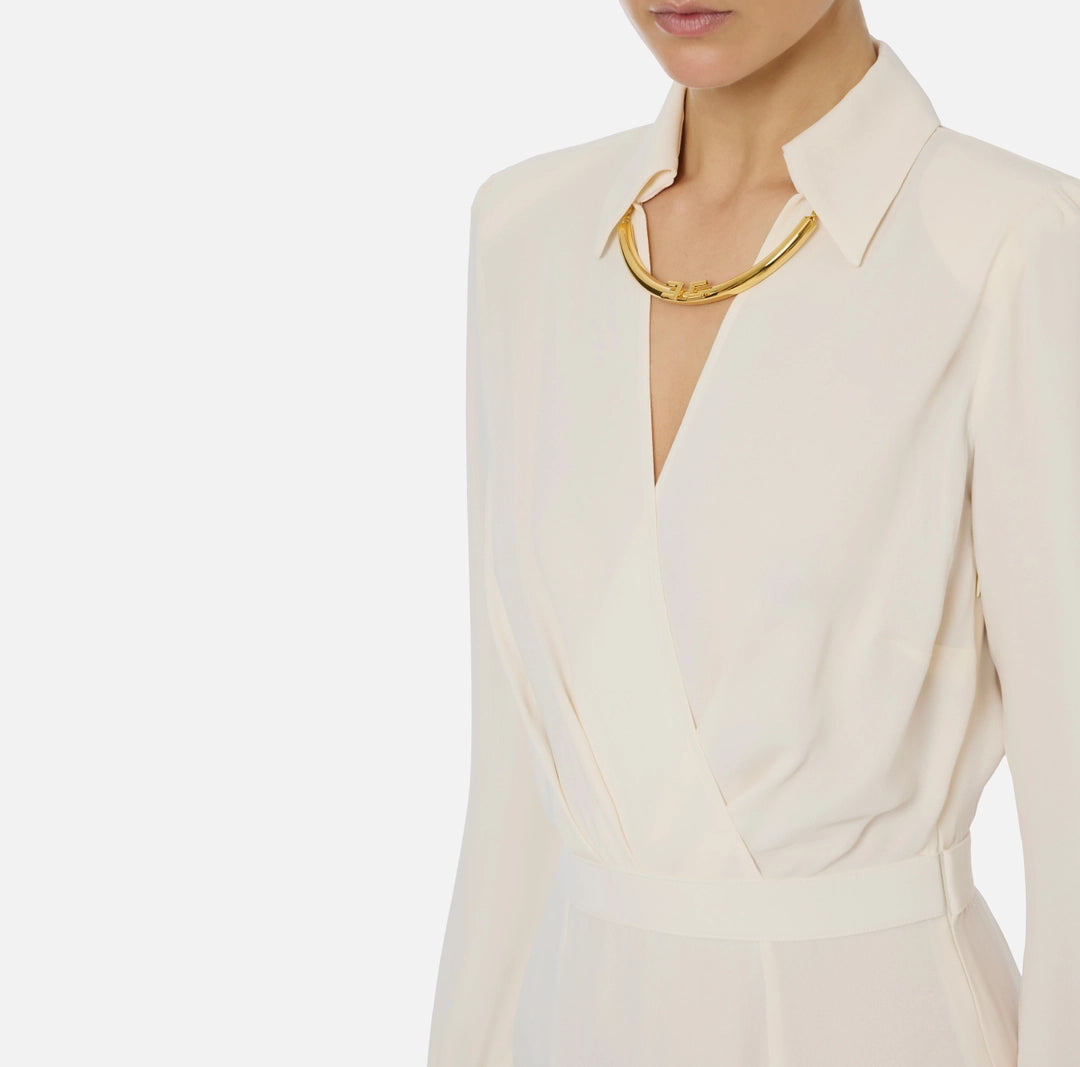 Dress in georgette fabric with tubular necklace