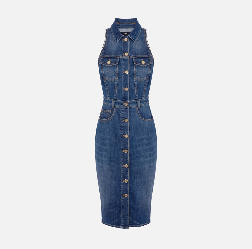 Denim midi dress with row of buttons | LAST PIECE: 40
