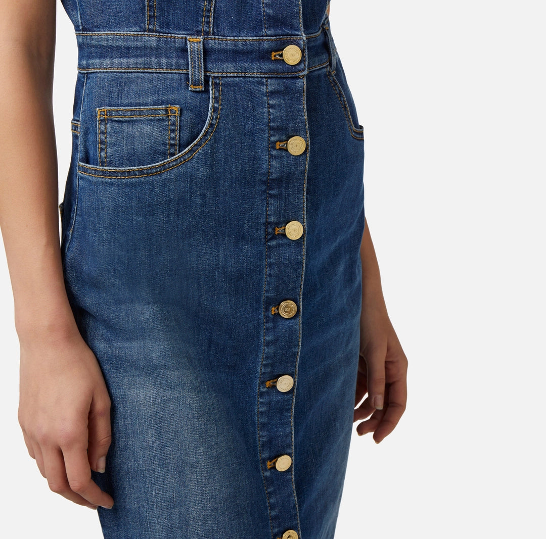 Denim midi dress with row of buttons