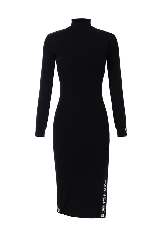 Viscose dress with shiny bands