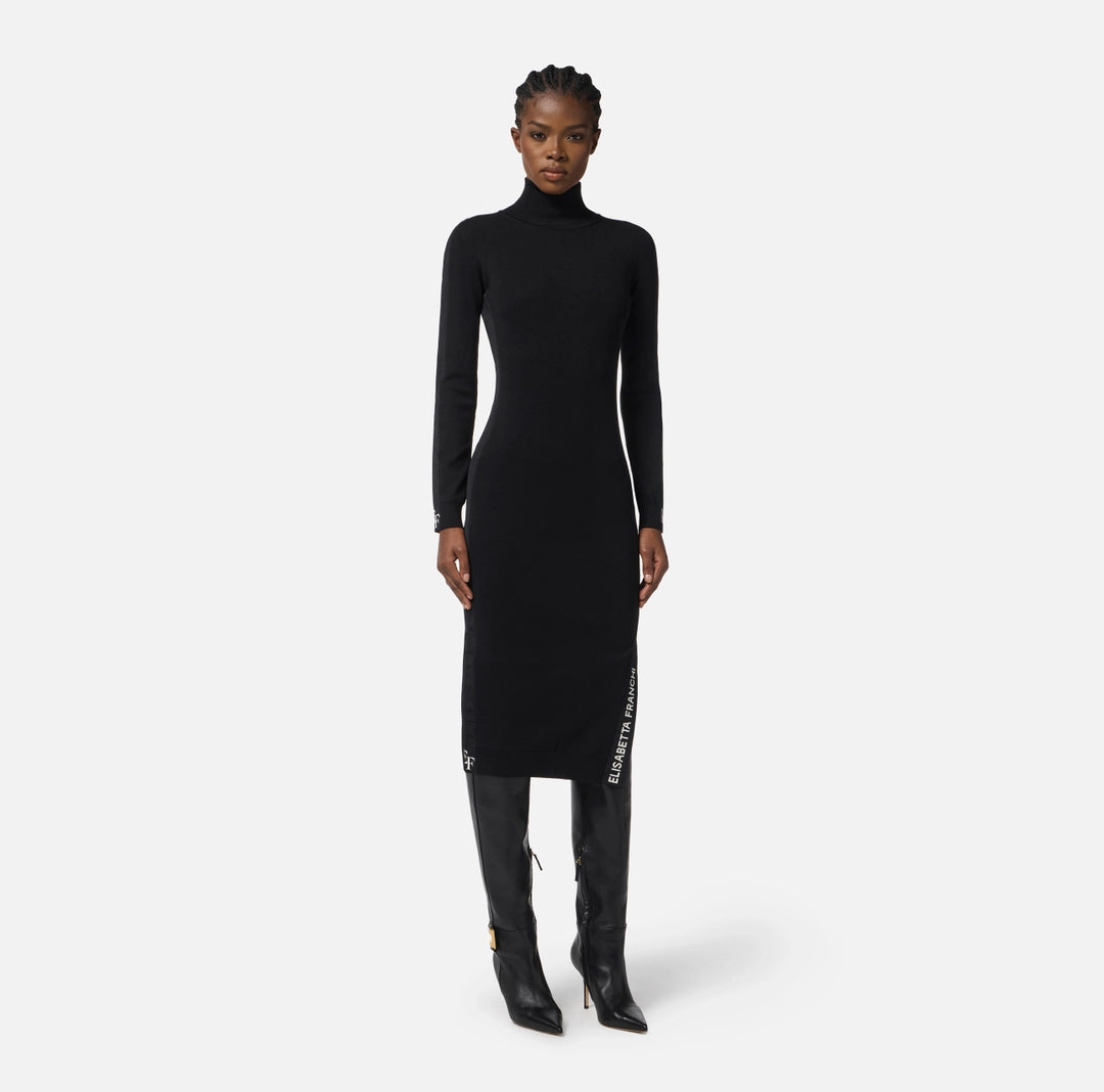 Viscose dress with shiny bands