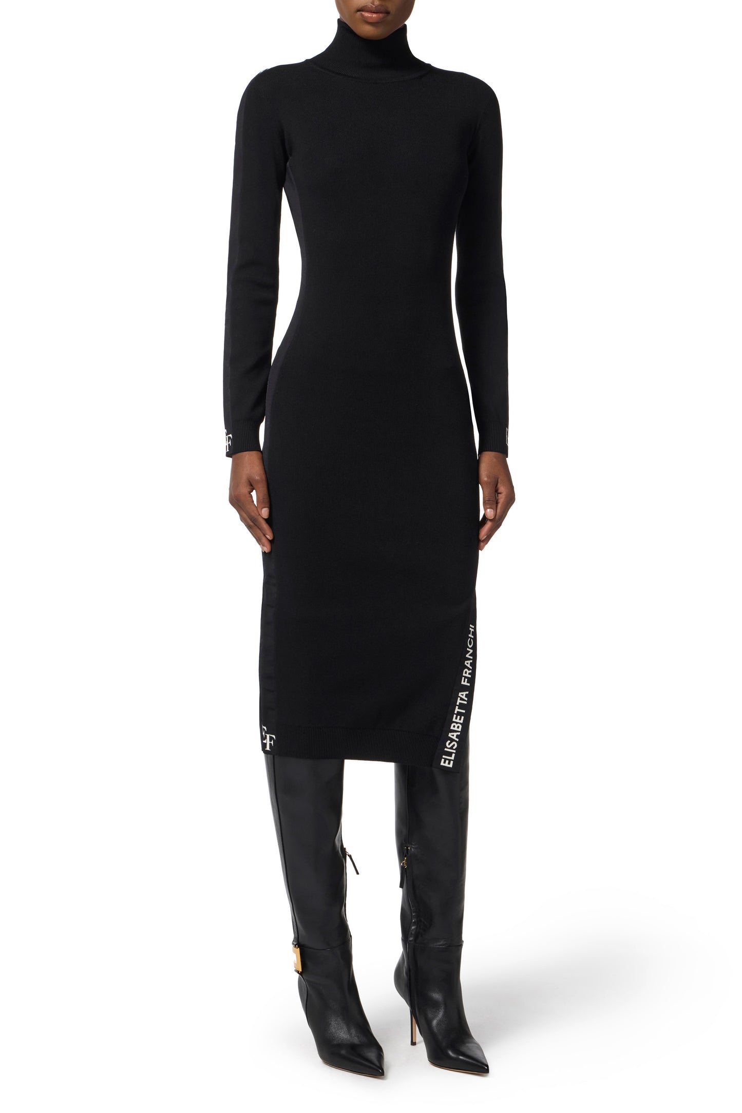 Viscose dress with shiny bands