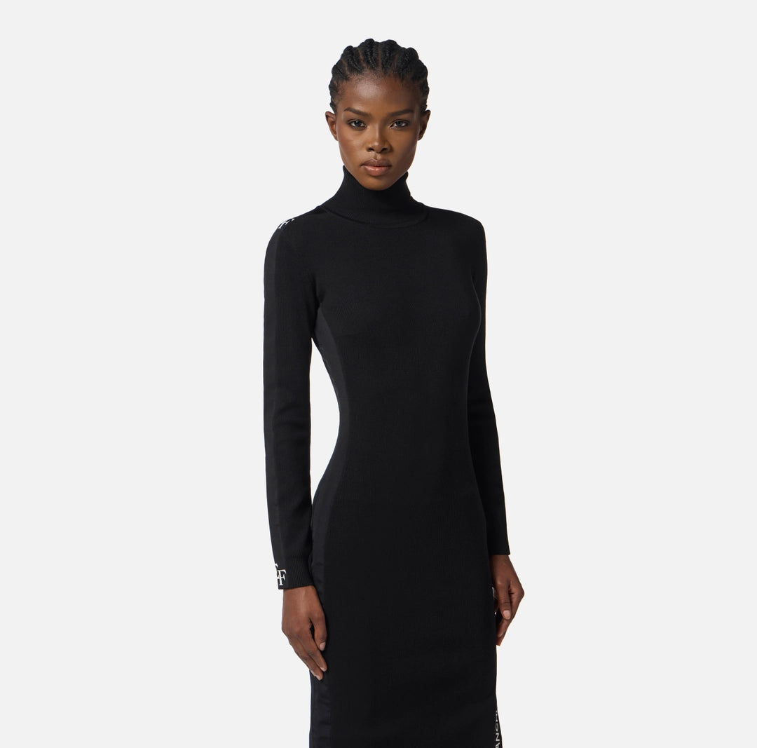 Viscose dress with shiny bands