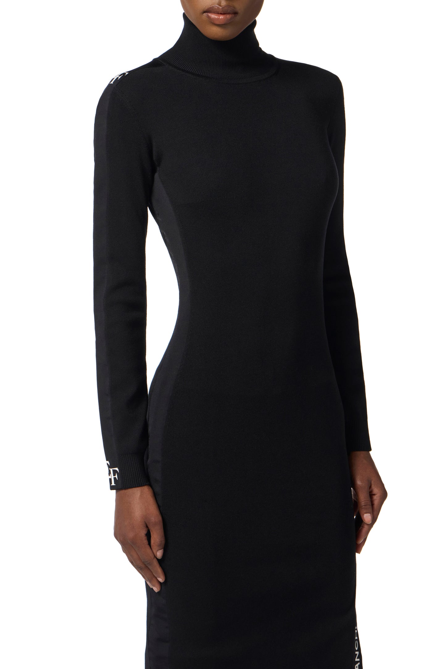 Viscose dress with shiny bands