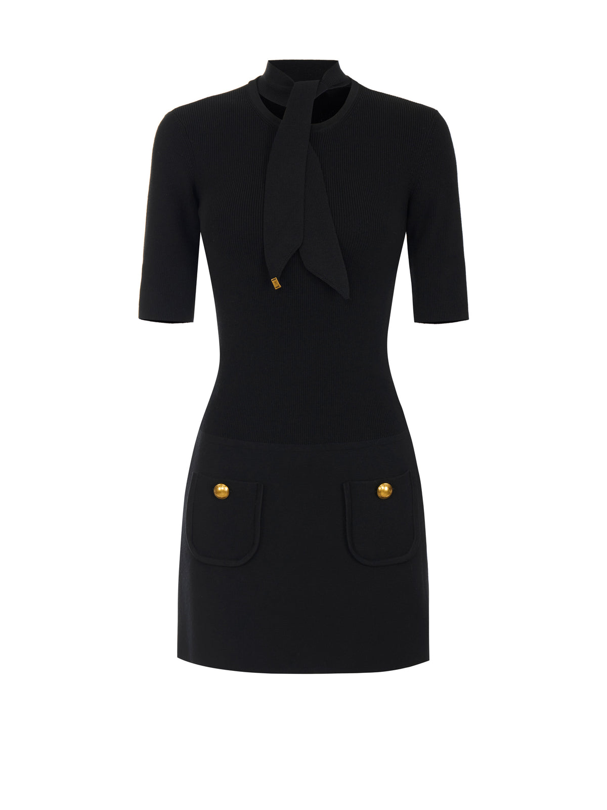 Mini dress in knit fabric with jewel buttons