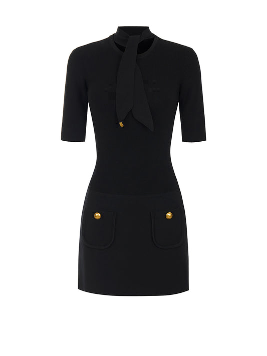 Mini dress in knit fabric with jewel buttons
