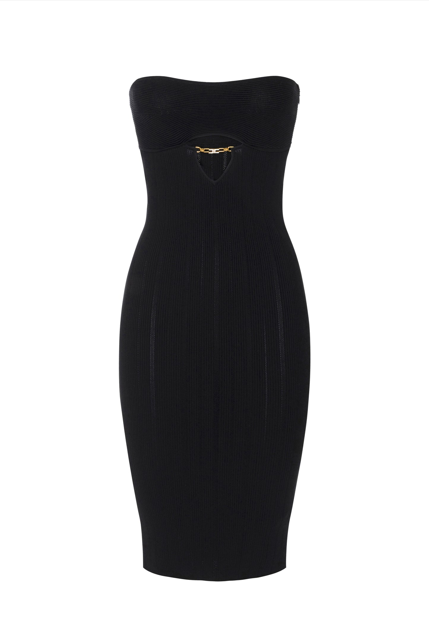 Dress in ribbed knit fabric with openwork details