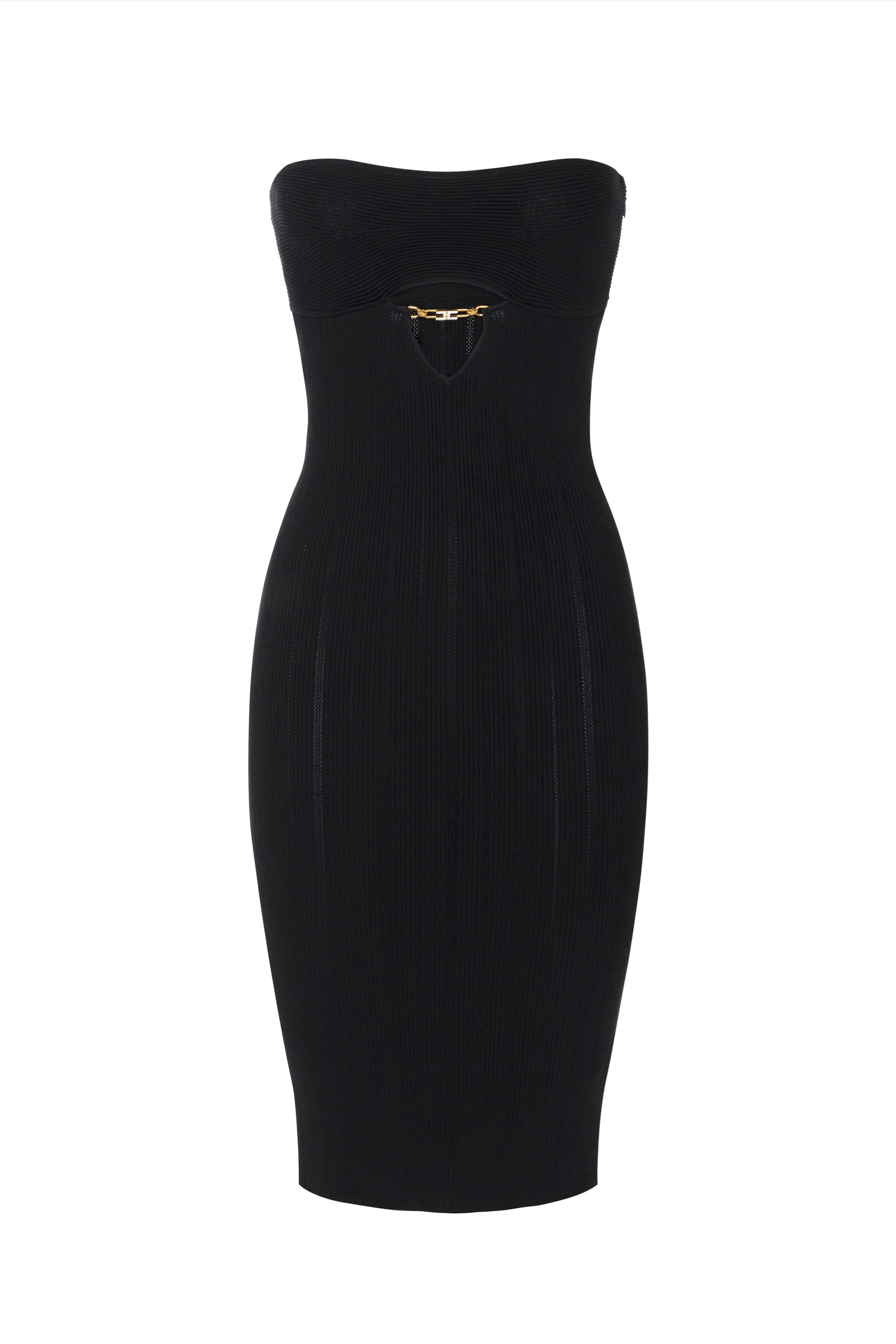 Dress in ribbed knit fabric with openwork details