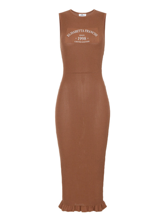 Knit dress with printed logo