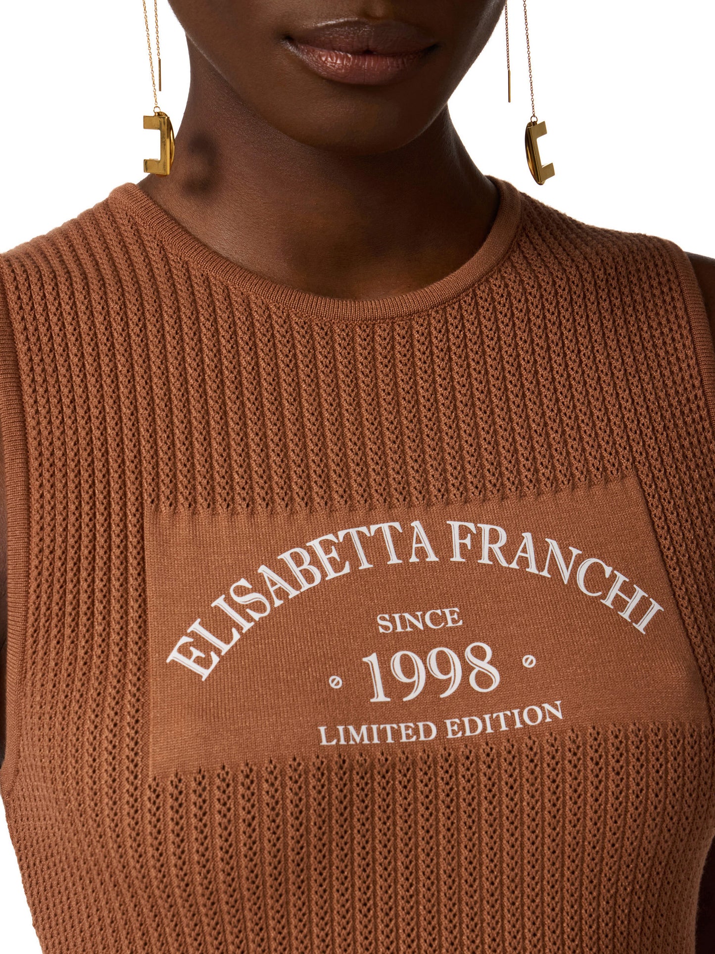 Knit dress with printed logo