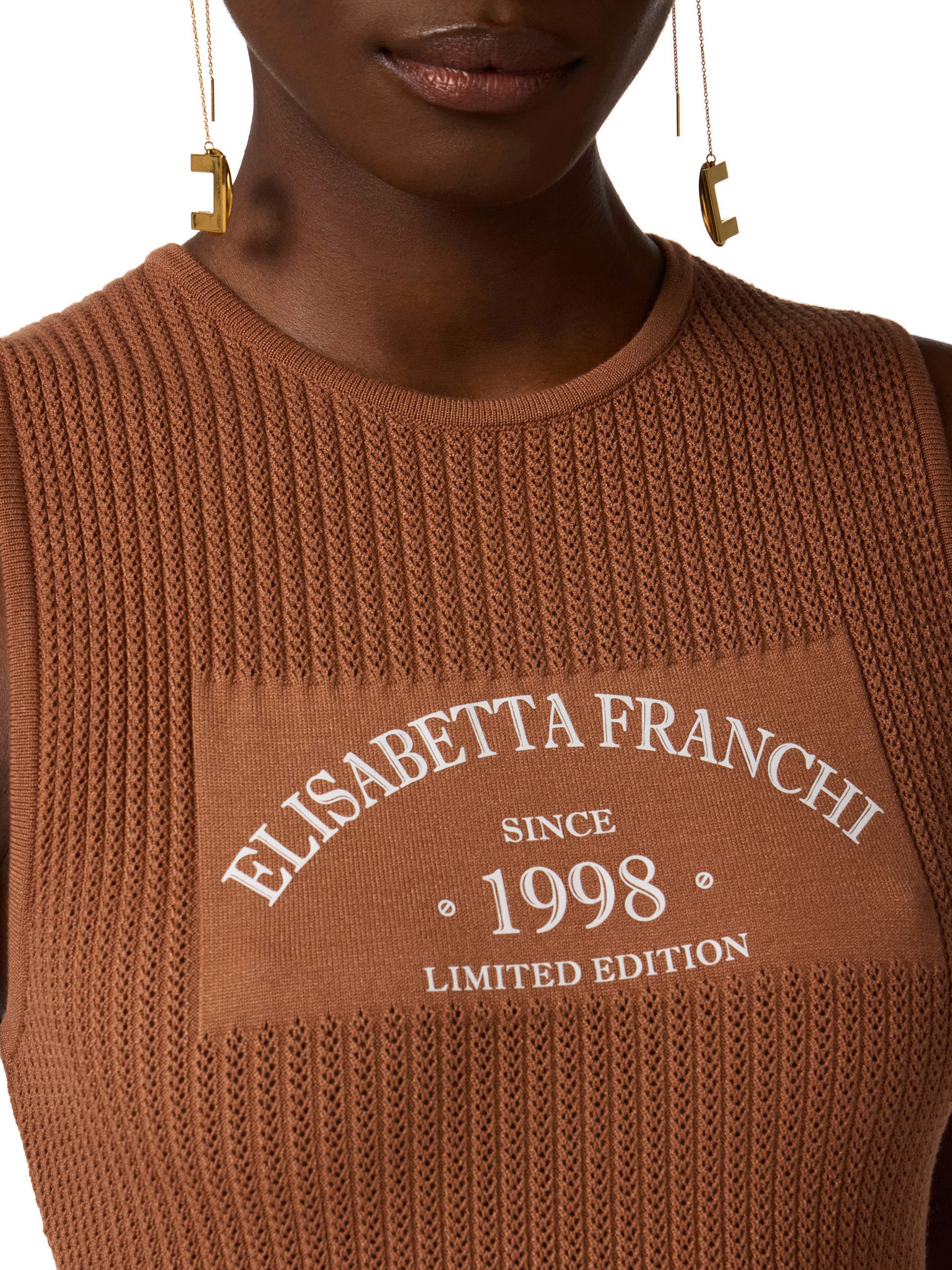 Knit dress with printed logo