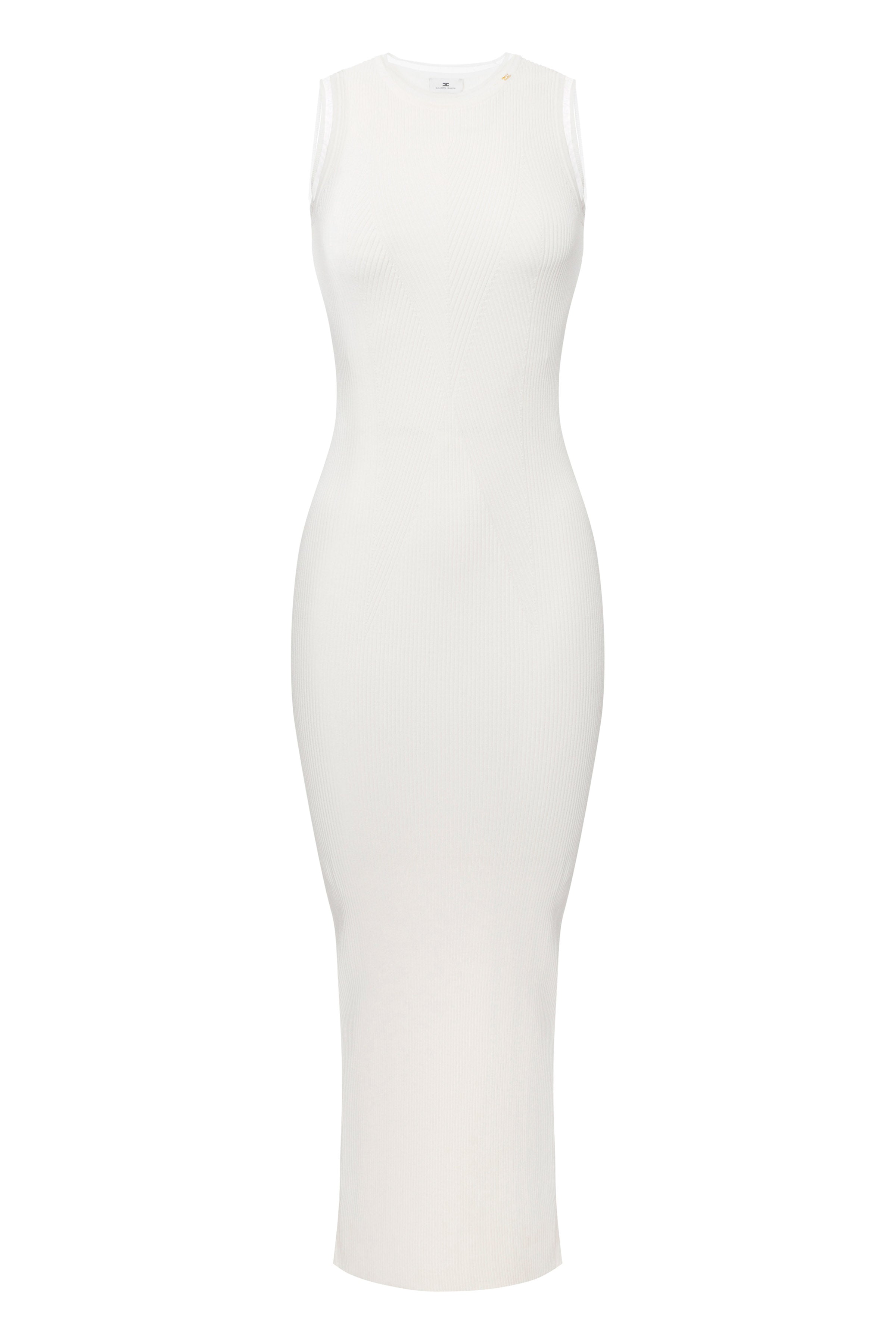 Dress in ribbed knit fabric with jewel logo