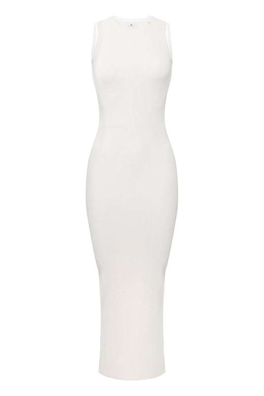 Dress in ribbed knit fabric with jewel logo