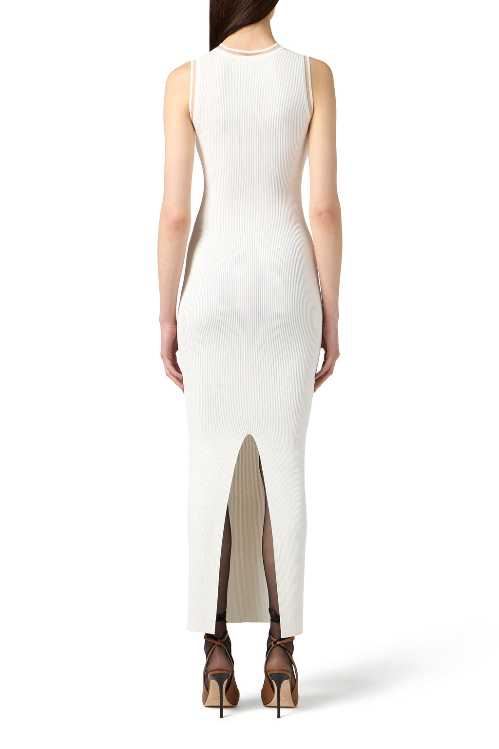 Dress in ribbed knit fabric with jewel logo
