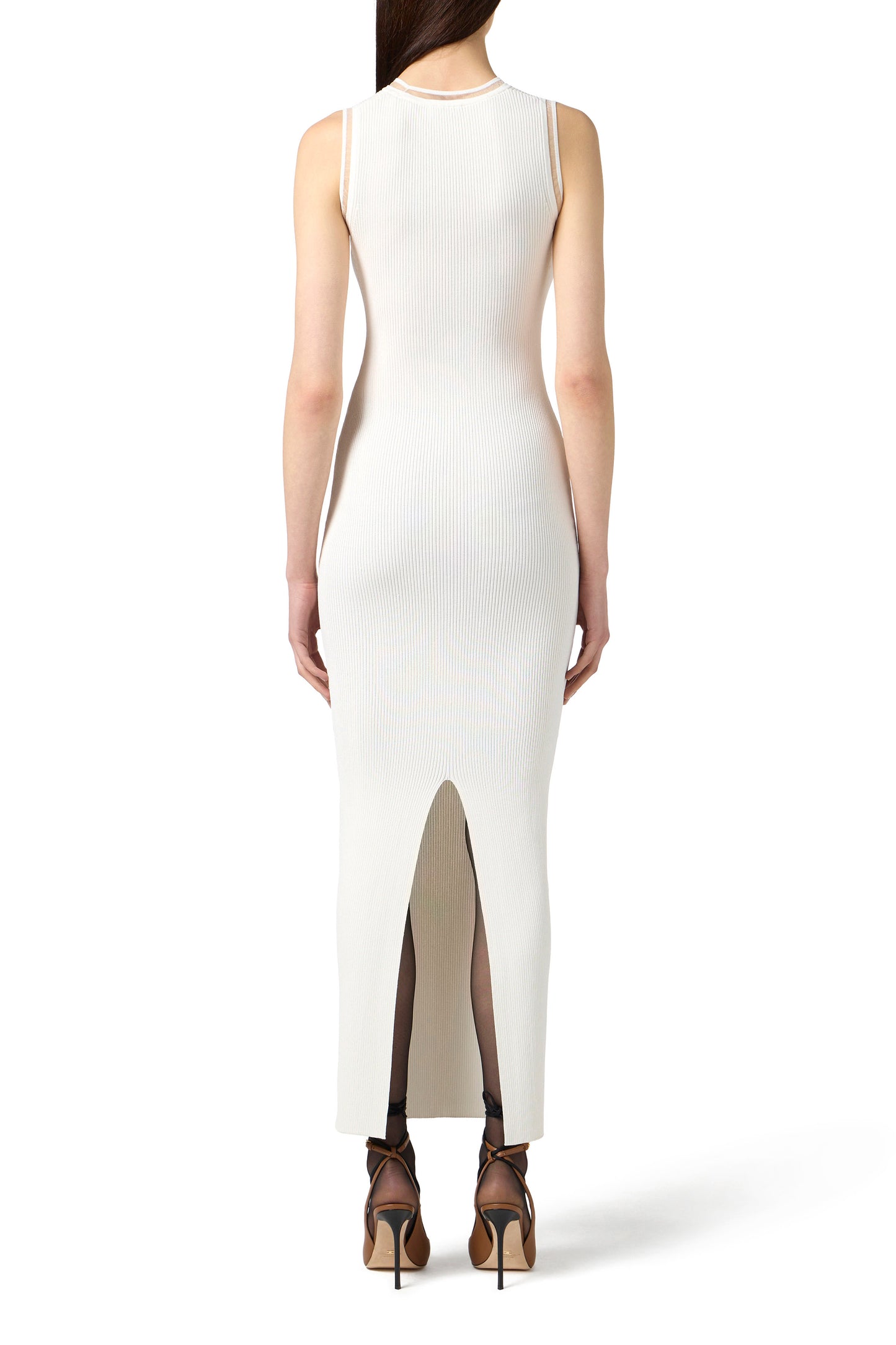 Dress in ribbed knit fabric with jewel logo