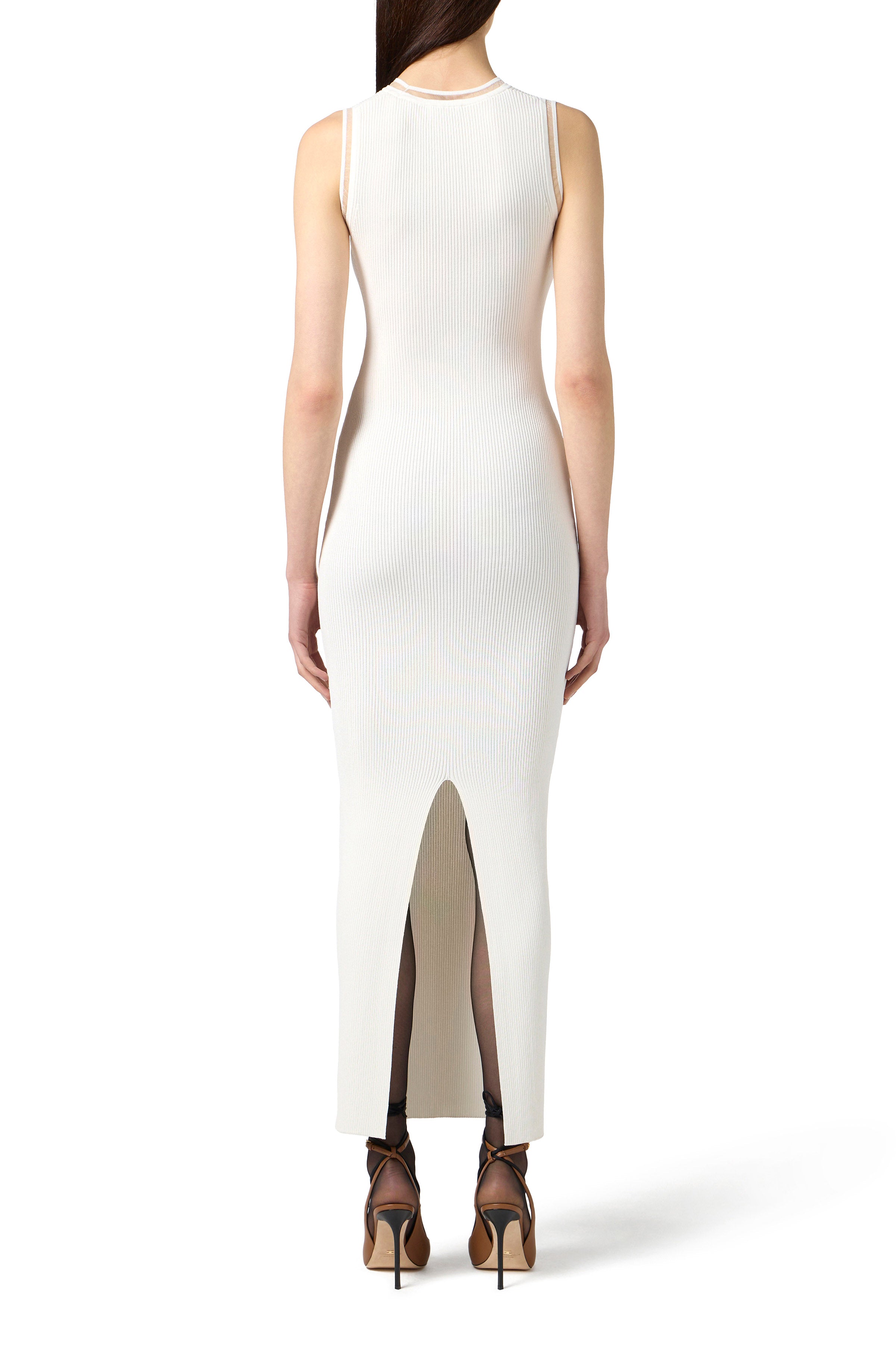 Dress in ribbed knit fabric with jewel logo