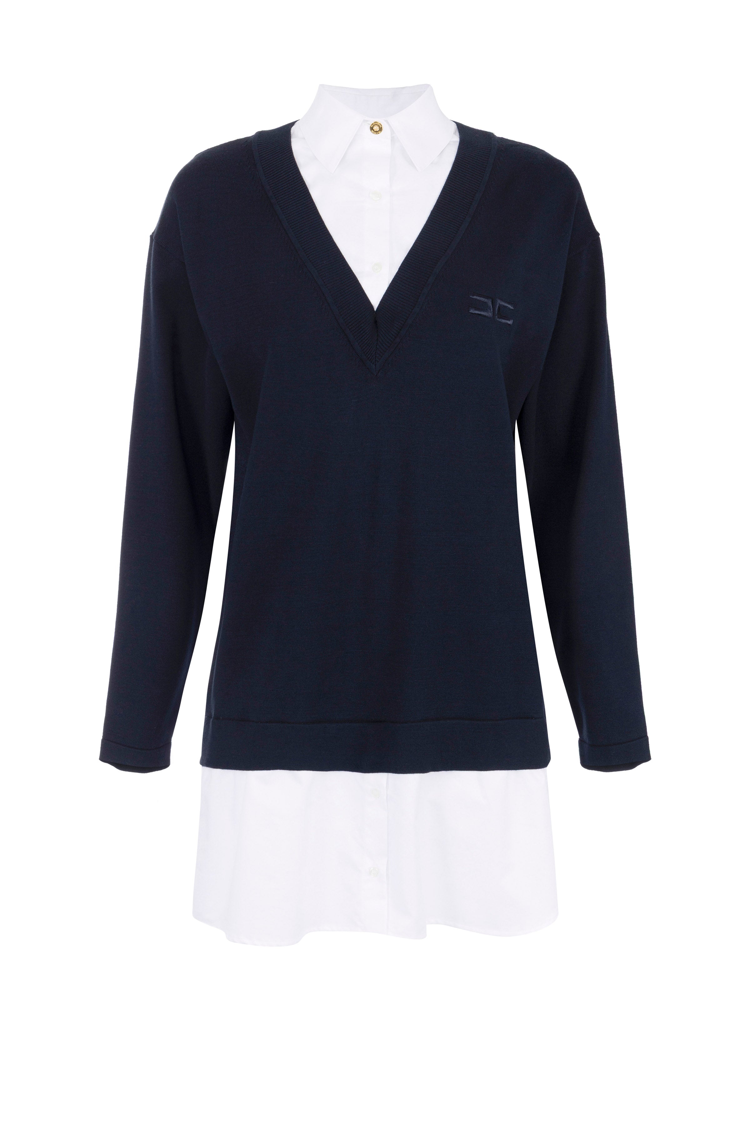 Viscose and cotton poplin knit dress