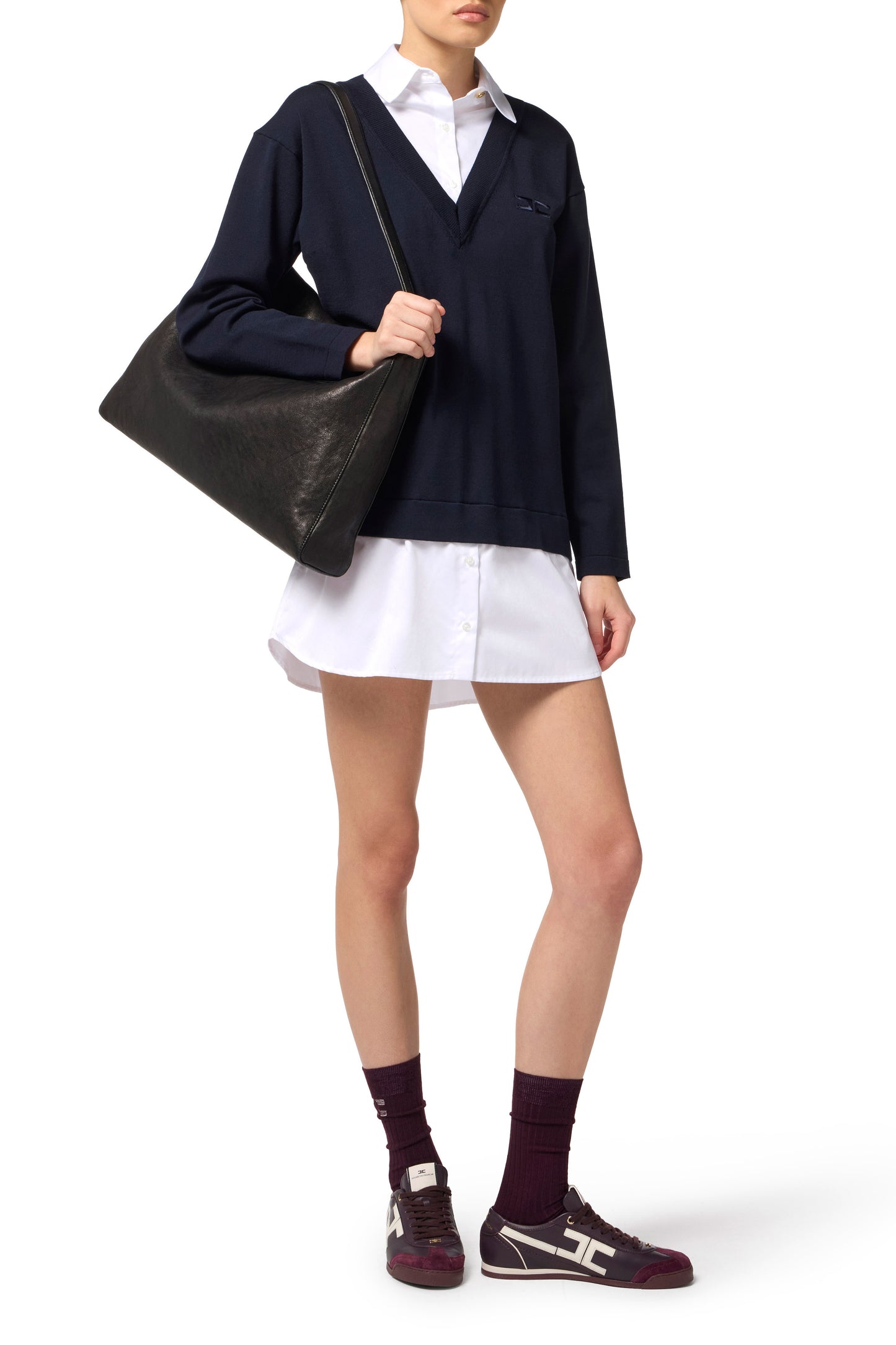 Viscose and cotton poplin knit dress
