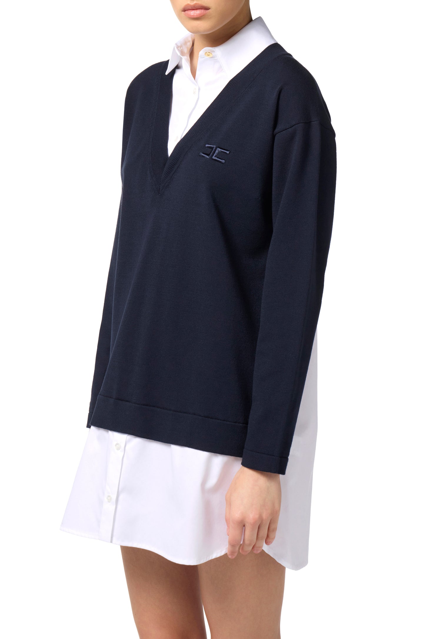 Viscose and cotton poplin knit dress