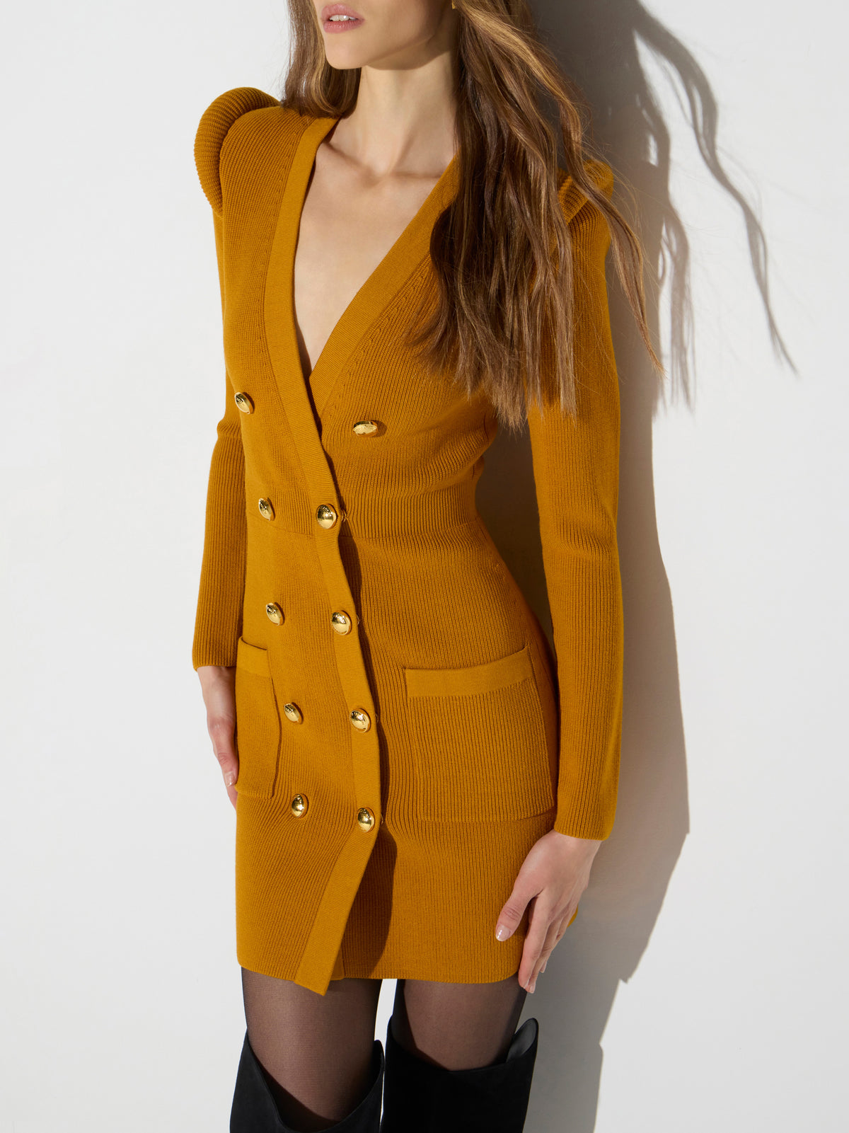 Mini dress in knit fabric with 3D details