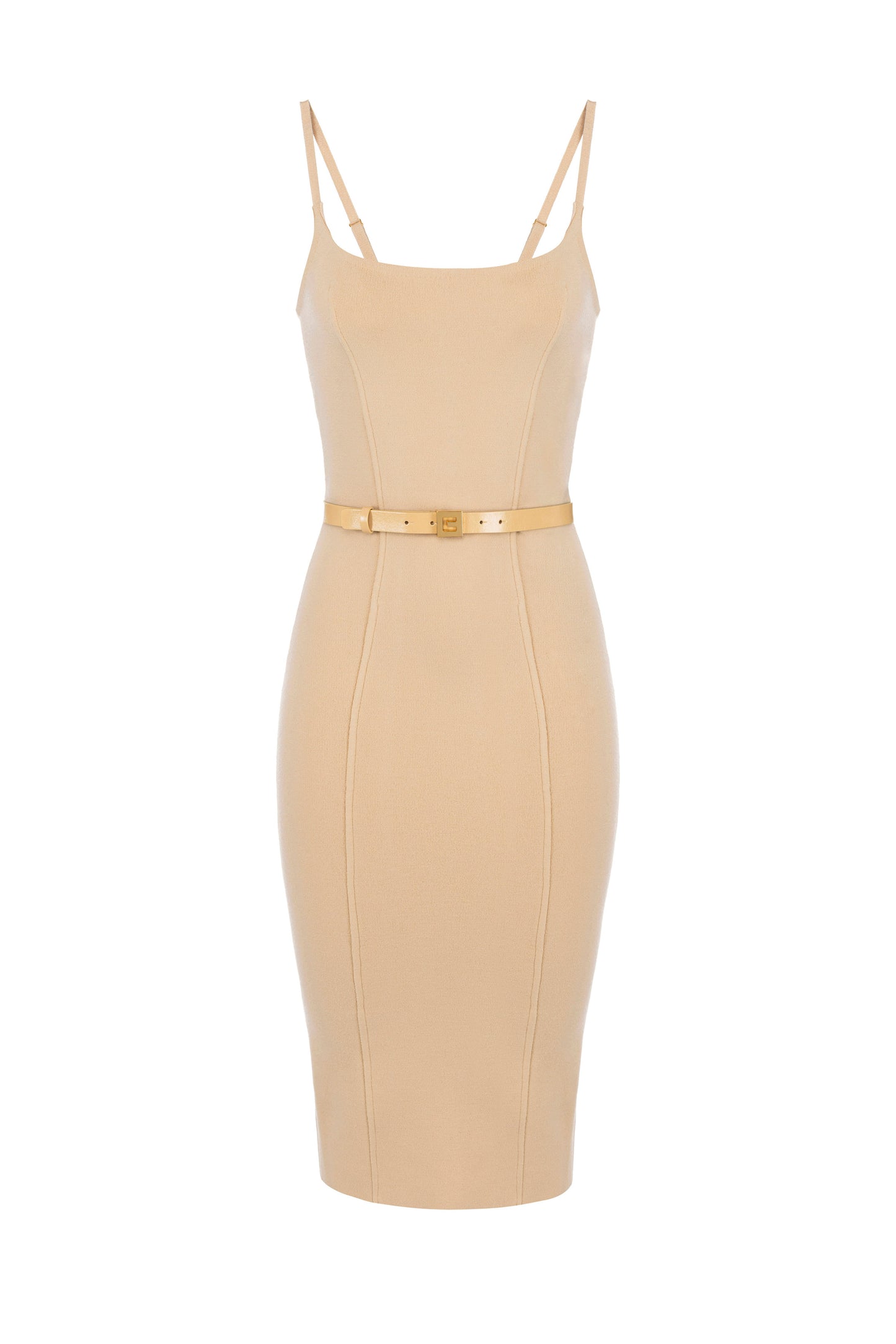 Knitted dress with belt