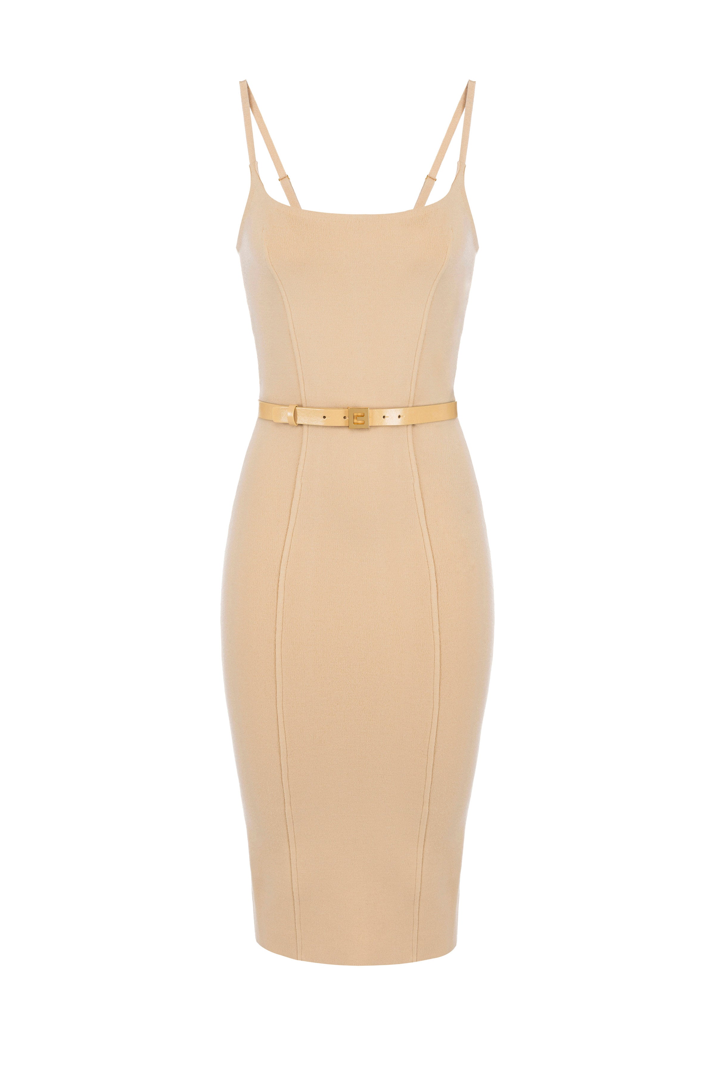 Knitted dress with belt