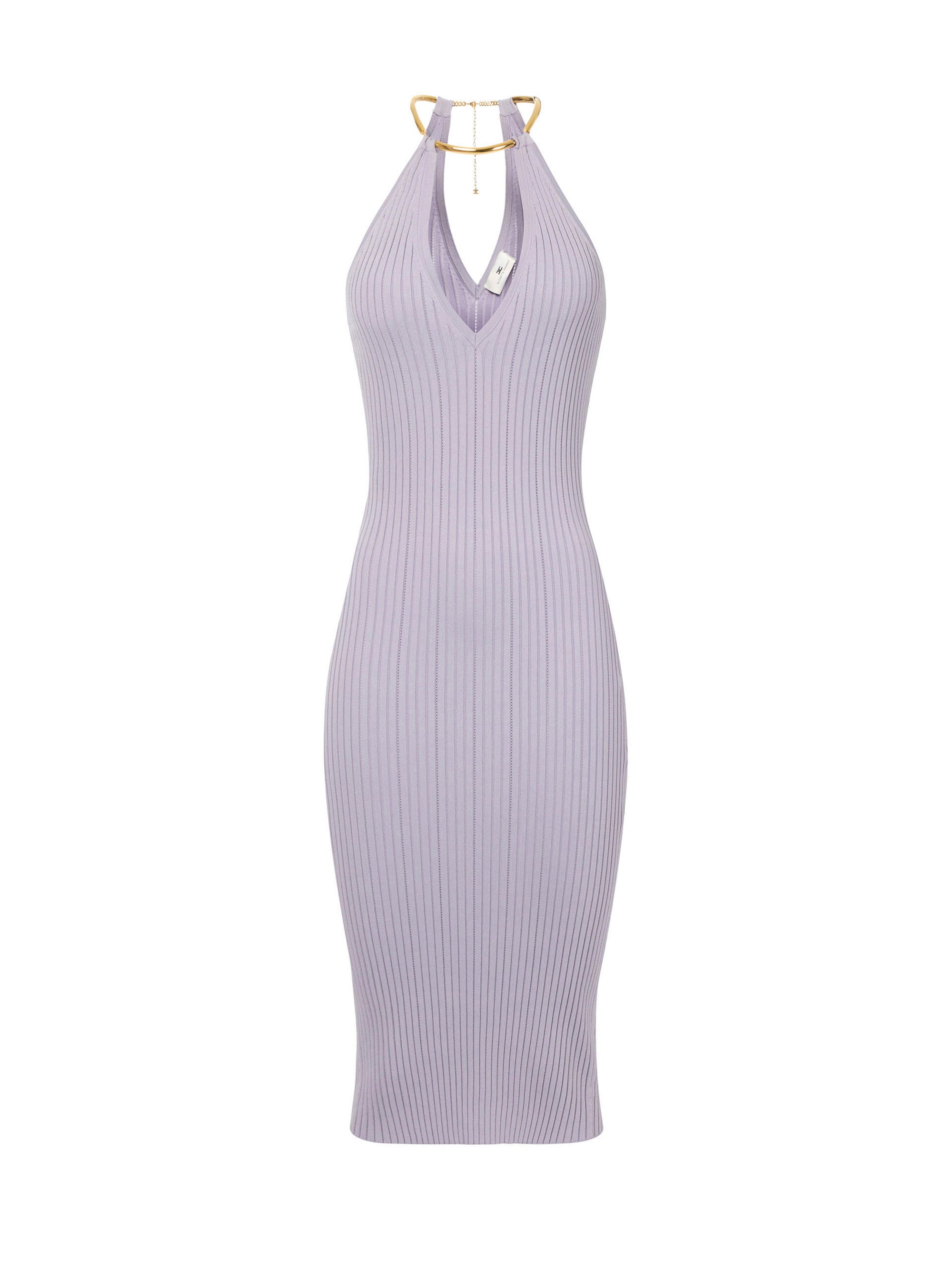Dress in openwork knit fabric with jewel detail