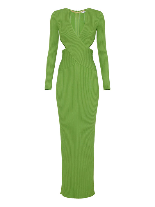 Red Carpet dress in openwork knit fabric with jewel detail