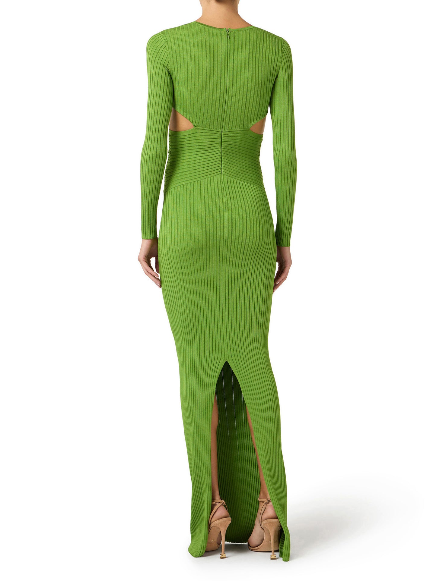 Red Carpet dress in openwork knit fabric with jewel detail