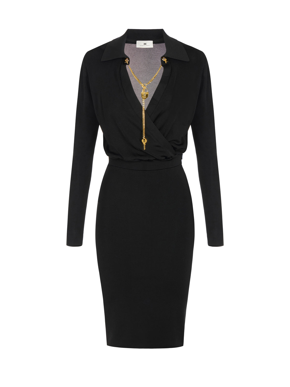 Viscose yarn dress with jewel chain