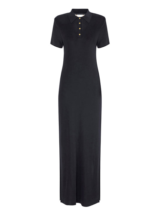 Knit dress with polo-shirt collar