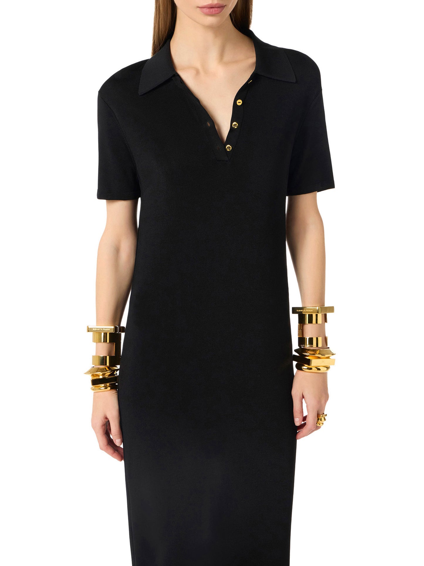 Knit dress with polo-shirt collar