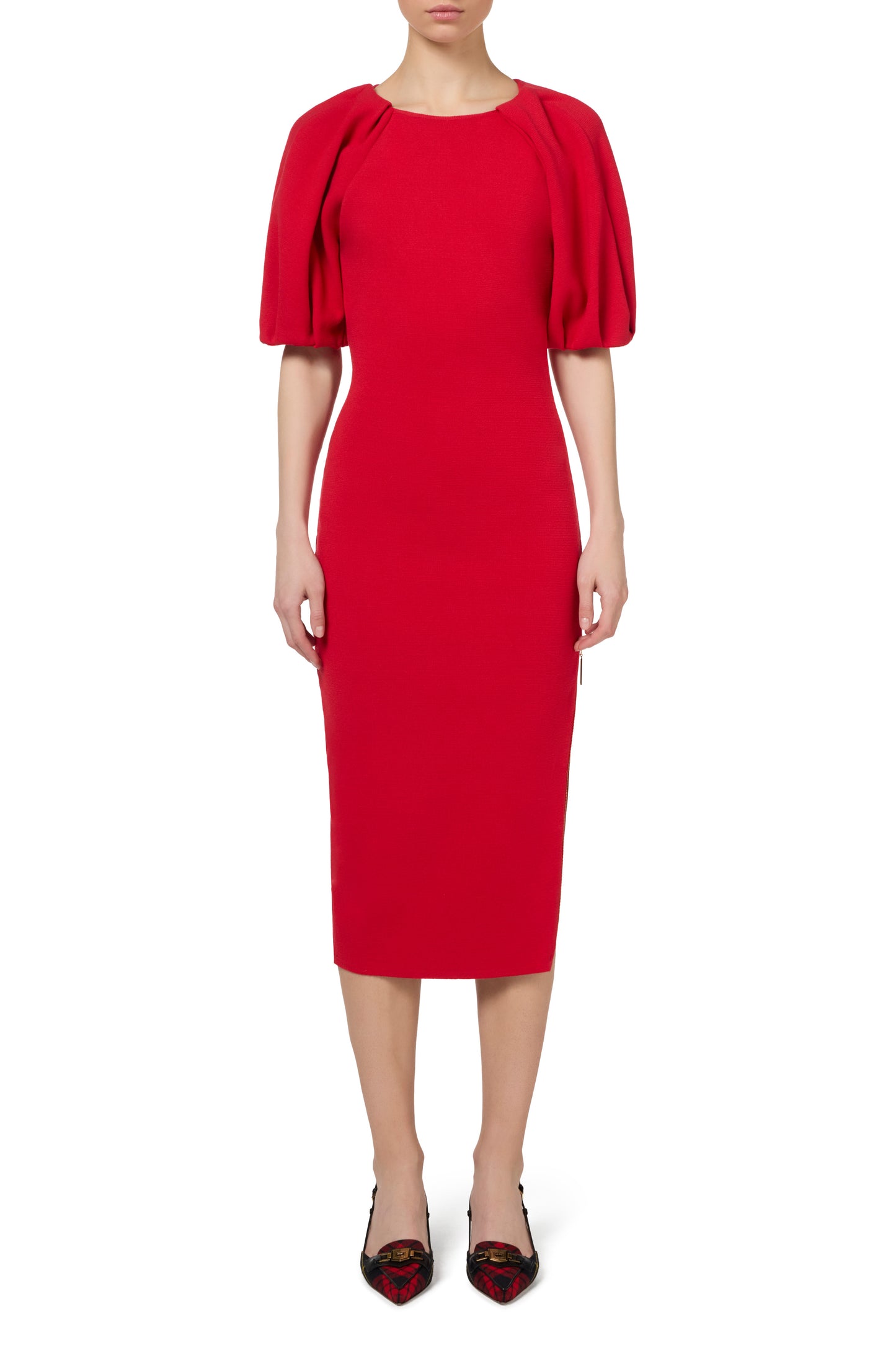 Viscose midi dress with zip detail