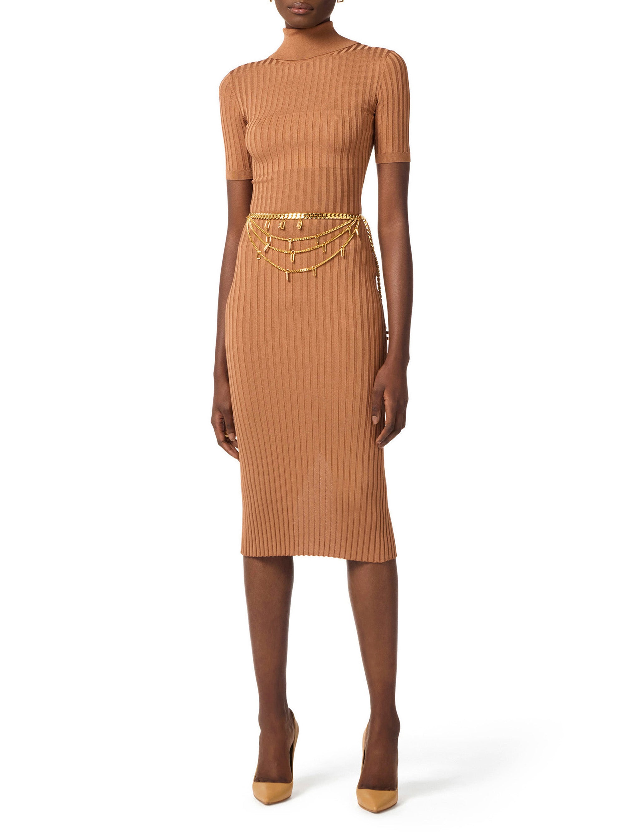 Knit dress with transparency details