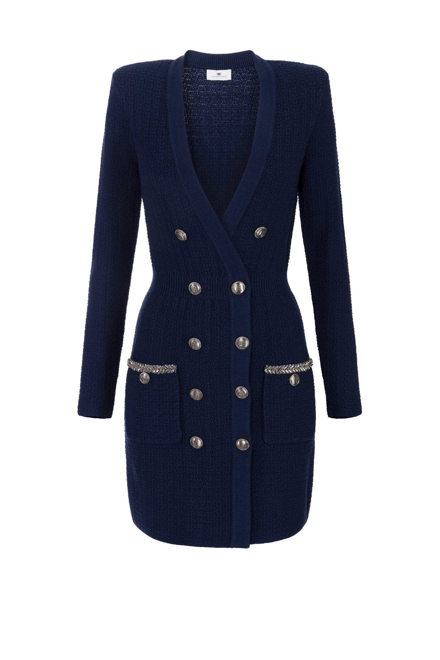 Coat dress in bouclé wool with embroidery