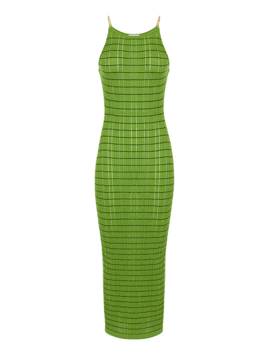 Striped dress in knit fabric with chains