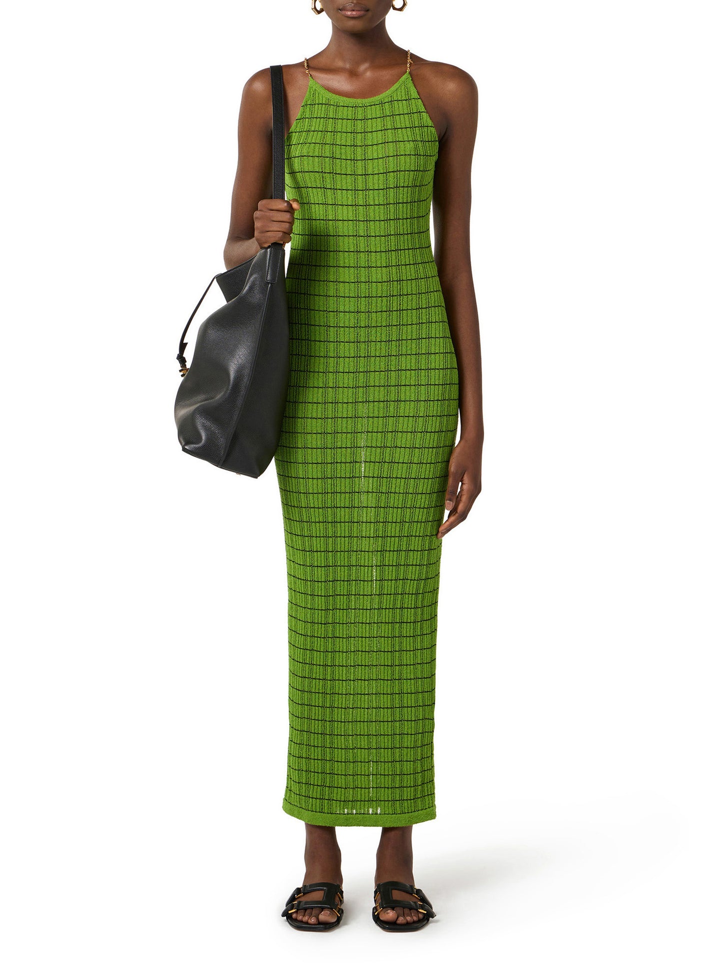 Striped dress in knit fabric with chains