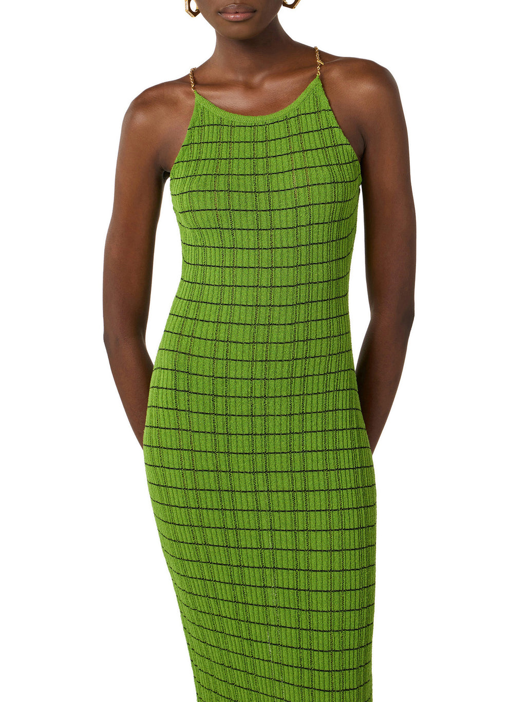 Striped dress in knit fabric with chains