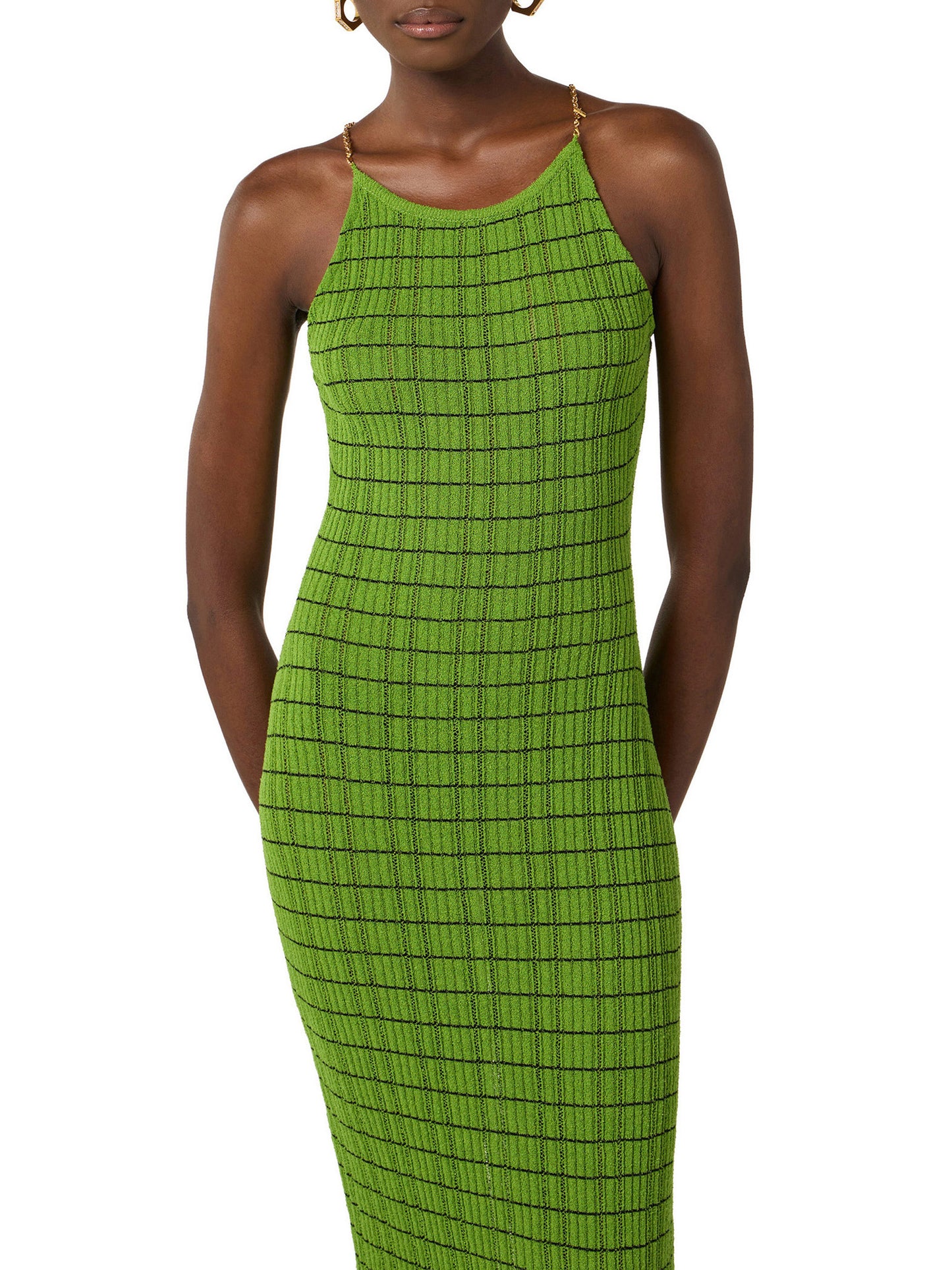Striped dress in knit fabric with chains