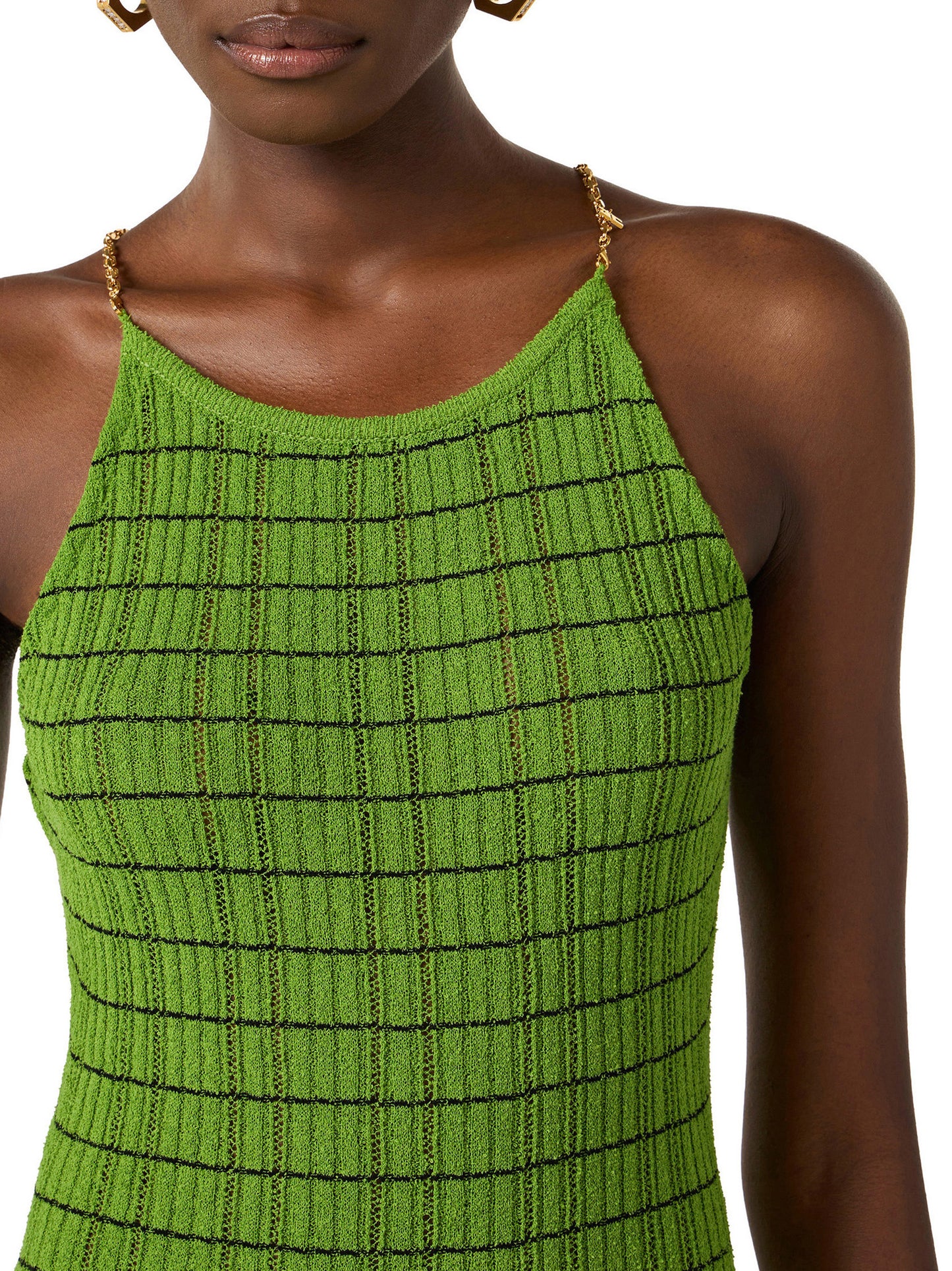 Striped dress in knit fabric with chains