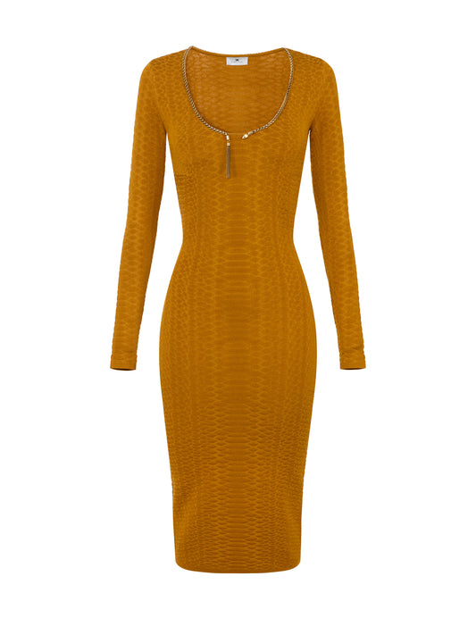 Knit dress with snake pattern in Ambra – luxury fashion at Meranesy