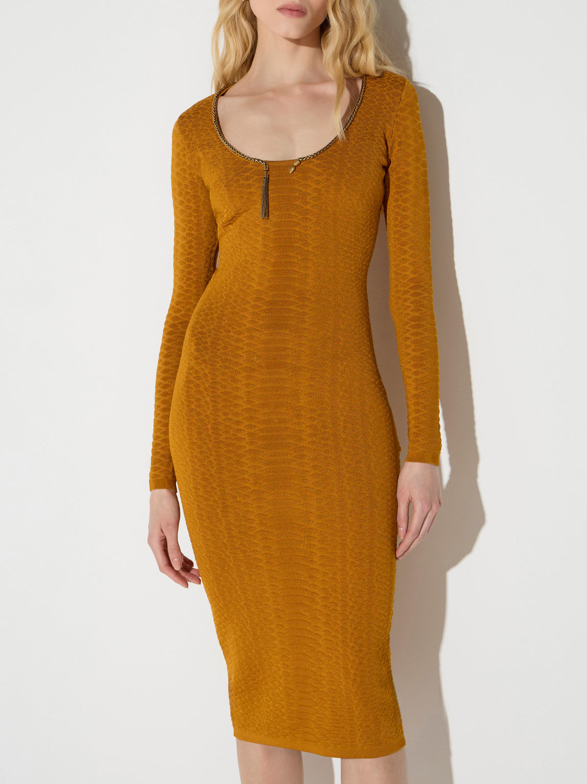 Knit dress with snake pattern