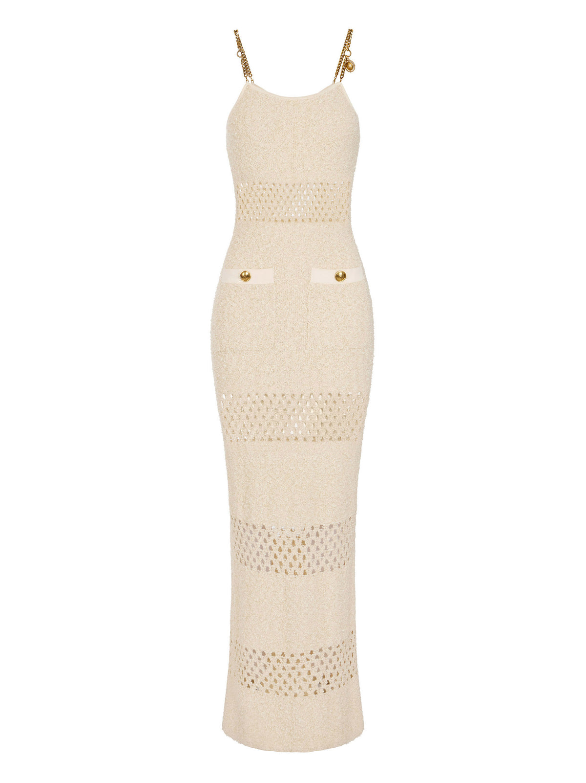 Bouclé knit dress with cut-outs